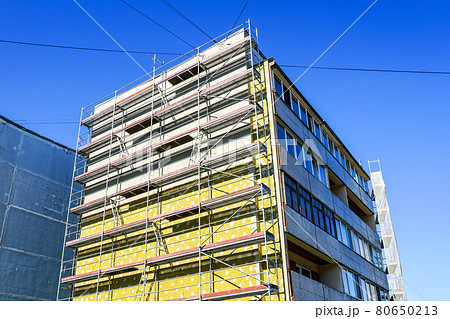 installation of thermal insulation of the facade of an apartment house installation of thermal insulation of the facade of an apartment house 80650213