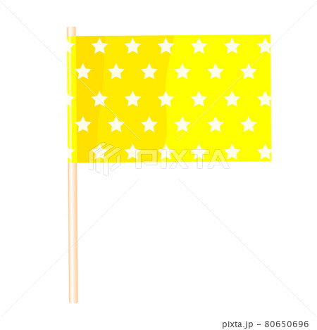 Yellow flag with stars on a wooden flagpole. Vector 80650696