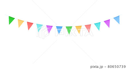 Colorful flags garlands on a rope isolated on a transparent background.Vector 80650739