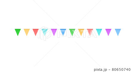 Colorful flags garlands on a rope isolated on a transparent background.Vector 80650740