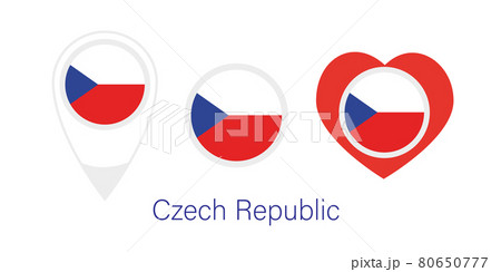 National flag of Czech Republic, round icon, heart icon and location sign National flag of Czech Republic, round icon, heart icon and location sign 80650777
