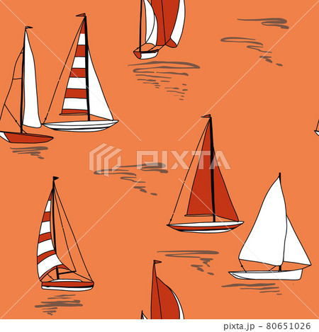 Nautical sail boat print seamless pattern 80651026