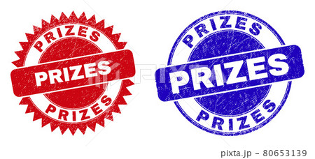 PRIZES Rounded and Rosette Stamp Seals with Grunged Style PRIZES Rounded and Rosette Stamp Seals with Grunged Style 80653139