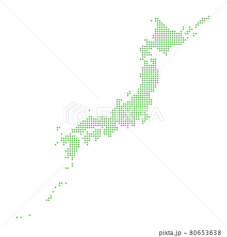 十字模様でできた日本地図 緑のイラスト素材