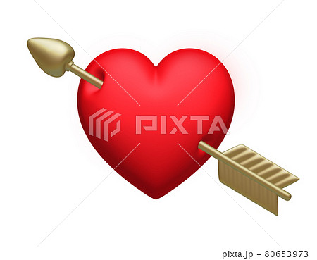 バレンタイン ハートを射抜く矢 3dイラスト のイラスト素材