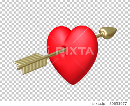 バレンタイン ハートを射抜く矢 3dイラスト のイラスト素材