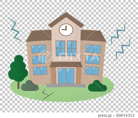 地震の被害に遭う学校のベクターイラスト 地震の被害に遭う学校のベクターイラスト 80654352