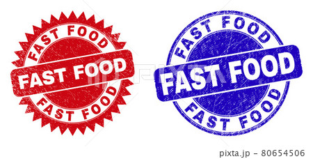 FAST FOOD Rounded and Rosette Watermarks with...のイラスト素材 [80654506] - PIXTA