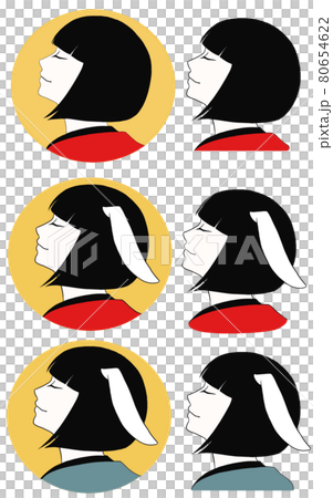 着物を着た女性のイラストセットのイラスト素材