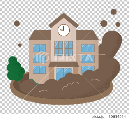 Vector illustration of a school suffering from a landslide Vector illustration of a school suffering from a landslide 80654934