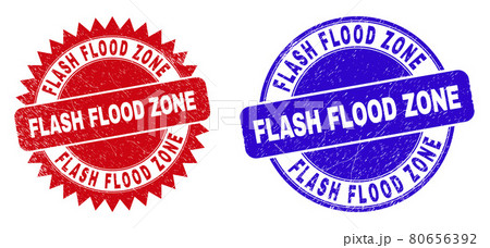 FLASH FLOOD ZONE Round and Rosette Stamp Seals with Scratched Texture 80656392