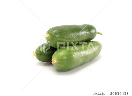 Mini cucumbers isolated on white background. Healthy food 80656433