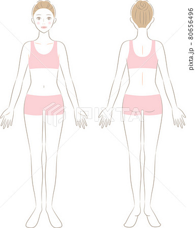 女性 全身 正面と後ろ姿のイラスト素材