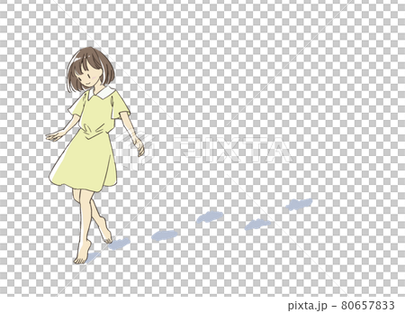 慢慢走的女孩留下腳印 80657833