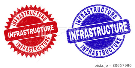 INFRASTRUCTURE Round and Rosette Stamps with Scratched Style 80657990