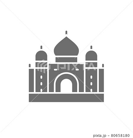 Taj Mahal, landmark of Agra, India grey icon. 80658180