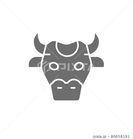 Cow head, sacred animal of India grey icon. 80658191