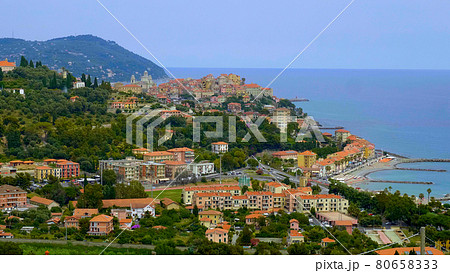Italian city of Imperia at the Mediterranian sea 80658333