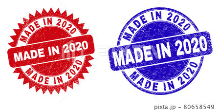 MADE IN 2020 Round and Rosette Watermarks with Grunged Surface 80658549