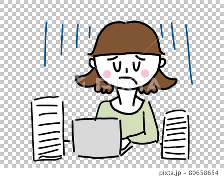 A woman whose computer work does not progress A woman whose computer work does not progress 80658654