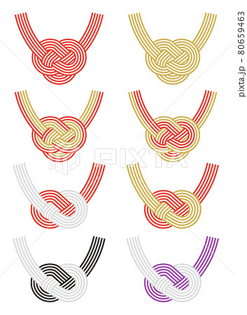 あわじ結びの水引のベクターイラスト素材 水引き パーツのイラスト素材