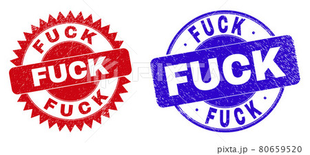 FUCK Round and Rosette Seals with Grunged Style FUCK Round and Rosette Seals with Grunged Style 80659520