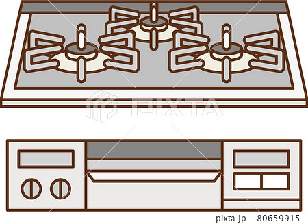 白のビルトインコンロ 3口 80659915