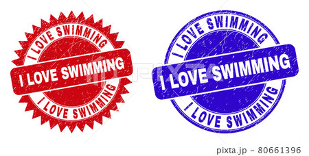 I LOVE SWIMMING Rounded and Rosette Stamp Seals with Rubber Style I LOVE SWIMMING Rounded and Rosette Stamp Seals with Rubber Style 80661396
