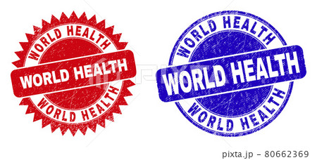 WORLD HEALTH Round and Rosette Watermarks with Scratched Texture 80662369