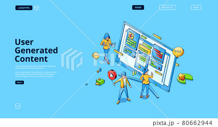 User generated content isometric landing page. 80662944