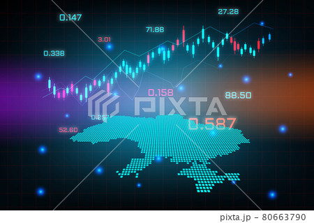 Stock market background or forex trading business graph chart for financial investment concept of Ukraine map. business idea and technology innovation design. 80663790