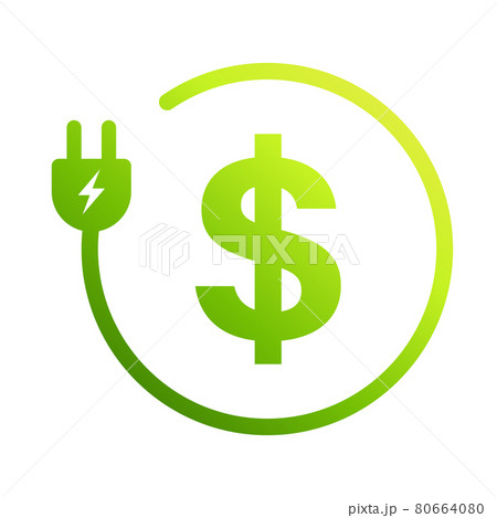 Cost dollar power efficiency icon vector save energy with electric plug ecology concept for graphic design, logo, web site, social media, mobile app, ui illustration 80664080
