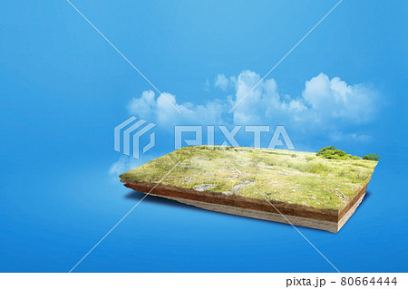 Underground soil layer of cross-section earth with meadow on the top 80664444