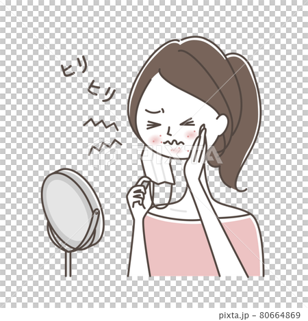 一位因口罩皮疹而皮膚受傷的女士 80664869