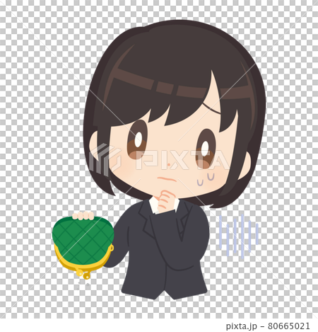 がま口財布を持った金欠ビジネスパーソンのイラスト 80665021