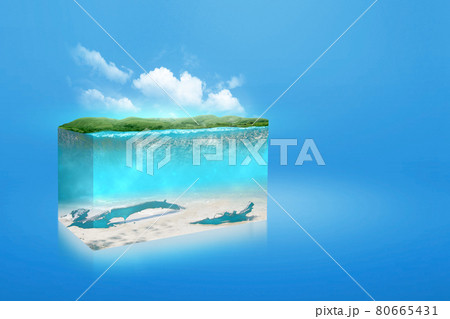 Underwater view of blue water on the lake with hills view Underwater view of blue water on the lake with hills view 80665431