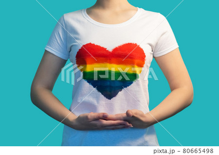 gay love lgbtqia movement woman rainbow heart flag 80665498