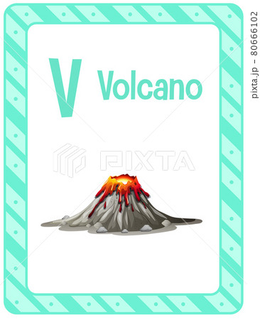 Alphabet flashcard with letter V for Volcano Alphabet flashcard with letter V for Volcano 80666102
