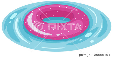 Purple spotted pattern swimming ring in the water isolated 80666104