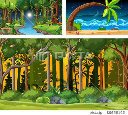 Set of different nature horizontal scenes 80666106