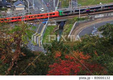 新鳥栖駅に到着する長崎本線特急列車 80666132