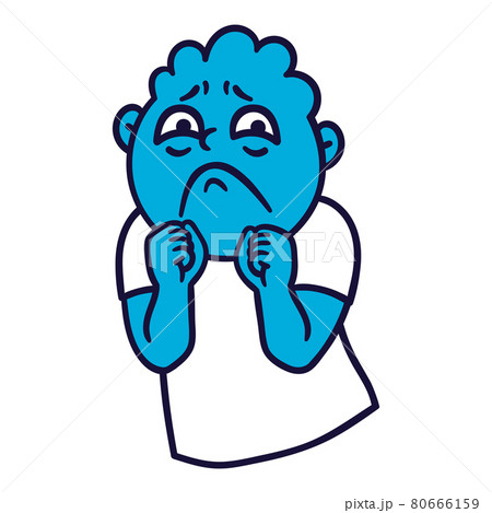 Man with sad emotions. Sorrow emoji avatar. Portrait of an upset person. Cartoon style. Flat design vector illustration. Man with sad emotions. Sorrow emoji avatar. Portrait of an upset person. Cartoon style. Flat design vector illustration. 80666159