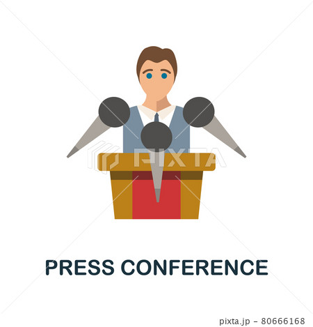 Press Conference flat icon. Color simple element from activism collection. Creative Press Conference icon for web design, templates, infographics and more 80666168