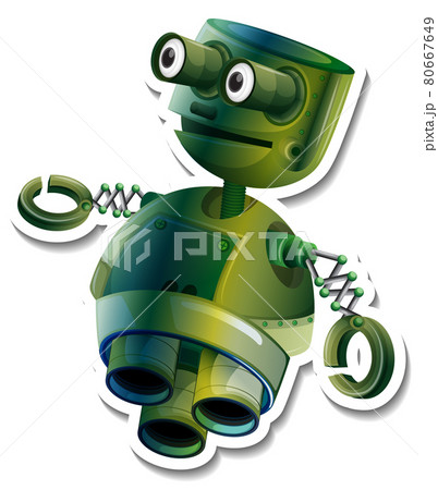 A sticker template with Robot toy cartoon character isolated 80667649