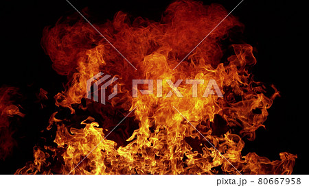 Texture of flames isolated on black background. 80667958