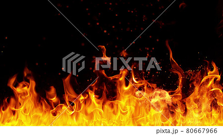 Texture of flames isolated on black background. 80667966