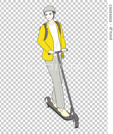 通勤で電動キックボードに乗る男性 80668063