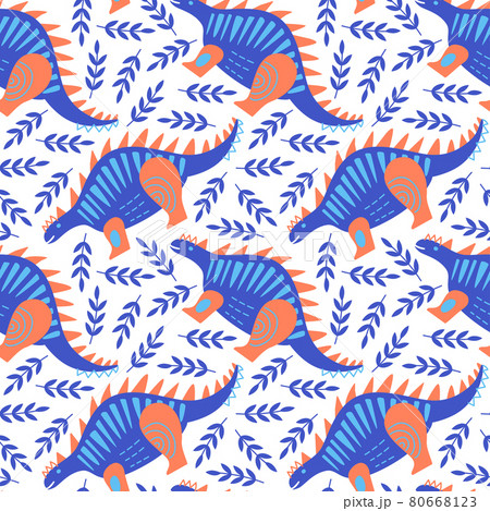 Vector illustration of seamless pattern with a dinosaur. 80668123