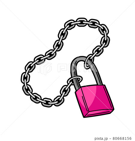 Illustration Of Chain With Lock Teenage のイラスト素材