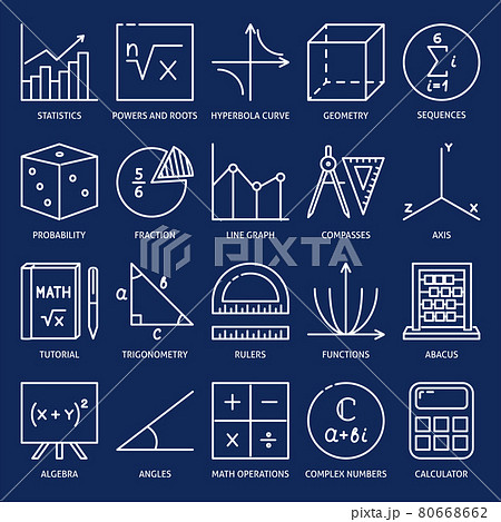 Mathematics icon set in thin line style Mathematics icon set in thin line style 80668662